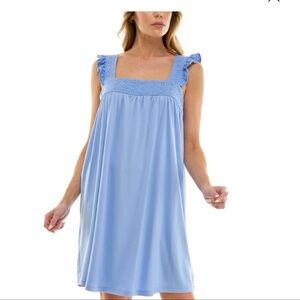Light Blue Eyelet-Trim Square-Neck Chemise